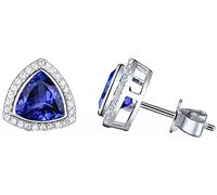 AMDXD Orecchini da bambina in oro bianco 750, eleganti orecchini da donna con tanzanite blu 2,8 ct, come regalo per donne, mamma, fidanzata, bianco, oro, blu