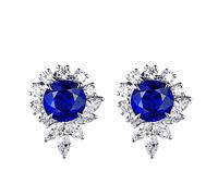 AMDXD Orecchini da bambina in oro bianco 750, goccia lacrima orecchini 2,66 ct laboratorio creato zaffiro con diamante, regali personali, serie oro reale, bianco oro,