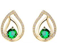 AMDXD Orecchini da bambina in oro giallo 750, foglia, orecchini da donna con verde tsavorite 1,25 ct, regalo per la festa della mamma, San Valentino, compleanno, Natale, oro
