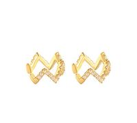 AMDXD Orecchini da donna in argento Sterling 925, a forma di onda, con zirconi bianchi, da donna, in vero argento placcato oro/argento, argento sterling S925, Zirconia cubica