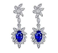 AMDXD Orecchini da donna in oro bianco 18 carati 750, orecchini da donna 1 ct laboratorio con zaffiro creato con diamante, regali dolci, serie oro vero, bianco oro,