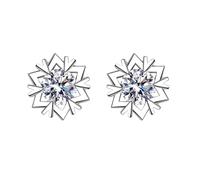 AMDXD Orecchini da donna in oro bianco Au750 18 K, con fiocco di neve con moissanite, orecchini pendenti in oro 750