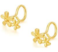 AmDxD Orecchini da donna in oro giallo 18 carati, a cinque petali di fiori, da donna, per matrimoni, feste, fidanzamenti