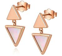 AmDxD Orecchini da donna in oro rosa 18 carati, a triangolo, da donna, per matrimoni, feste, fidanzamenti