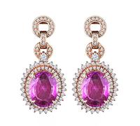 AMDXD Orecchini da donna in oro rosa 18 carati con zaffiro 2,84 carati e diamanti oro rosa, regalo per la nonna