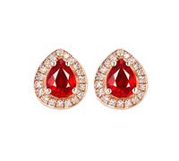 AMDXD Orecchini da donna in oro rosa 750 18 K, da laboratorio da 0,5 carati, rubino con diamanti, regalo per la festa della mamma, San Valentino, fidanzamento, compleanno, Natale, vera serie d'oro