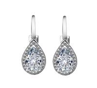 AMDXD Orecchini di Natale in oro bianco Au750 18 K, da laboratorio, creati con diamanti lacrima, orecchini di Natale taglio brillante, oro 750, Oro bianco 18 carati (750), Laboratorio Creato Diamante