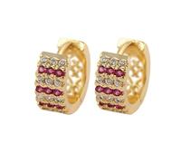 AMDXD Orecchini vintage Au750 oro, classici orecchini a cerchio con laboratorio, realizzati con diamanti rubini colorati, oro giallo 18 carati, piccoli gioielli in oro reale