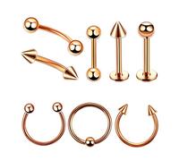 AMDXD Piercing a forma di ali del naso, anello in acciaio inox, cerchio a U circolare, a ferro di cavallo, labbra, orecchio, naso, gioielli per il corpo per uomo e donna, 8 pezzi, Acciaio inossidabile