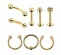 AMDXD Piercing a forma di ali del naso, anello in acciaio inox, cerchio a U circolare, a ferro di cavallo, labbra, orecchio, naso, gioielli per il corpo per uomo e donna, 8 pezzi, Acciaio inossidabile