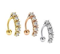 AMDXD Piercing da ombelico a 3 anelli, per l'eternità, con zirconi, per ragazze e donne, multicolore