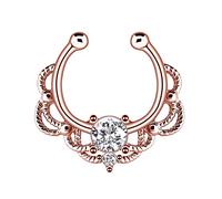 AMDXD Piercing naso in lega, anello per setto a U con fiori vuoti, piercing da donna, 1 pezzo, Rame, Zirconia cubica