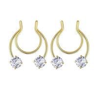 AMDXD Piercing Nostril Anello da 1,2 mm, in acciaio inox, set di 2 anelli per setto a U, a ferro di cavallo, labbra, naso, petto, piercing con zirconi per donne, Acciaio inossidabile, Zirconia cubica