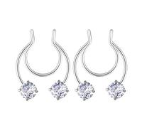 AMDXD Piercing Nostril Anello da 1,2 mm, in acciaio inox, set di 2 anelli per setto a U, a ferro di cavallo, labbra, naso, petto, piercing con zirconi per donne, Acciaio inossidabile, Zirconia cubica