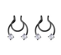 AMDXD Piercing Nostril Anello da 1,2 mm, in acciaio inox, set di 2 anelli per setto a U, a ferro di cavallo, labbra, naso, petto, piercing con zirconi per donne, Acciaio inossidabile, Zirconia cubica