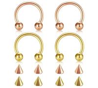 AMDXD Piercing per naso in acciaio inox, 1,2 mm, anello segmentato a U a ferro di cavallo, ricambio per labbra, naso, petto, piercing per donne, 4 pezzi, Acciaio inossidabile, Senza zirconi