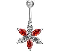 AMDXD Piercing per ombelico, con ciondolo a forma di fiore, con zirconi in rame, piercing per il corpo, Rame, Zirconia cubica