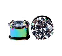 AMDXD Set di 2 orecchini a tunnel con zirconi in acciaio inox, orecchini colorati per uomini e donne, Acciaio inossidabile, Zirconia cubica