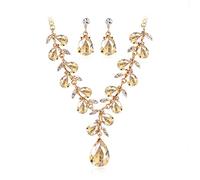 AMDXD Set di 3 collane da donna, con ciondolo a forma di foglia, placcato oro, orecchini da donna, con zirconi dorati, lunghezza 48 cm