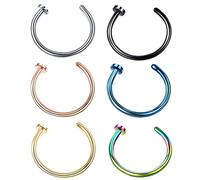 AMDXD Set di piercing da 20 G/18 G, anello in acciaio inox, forma di trago C, può essere utilizzato come orecchini per labbra, per uomo e donna, 5/6, Acciaio inossidabile, Senza zirconi