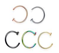 AMDXD Set di piercing da 20 G/18 G, anello in acciaio inox, forma di trago C, può essere utilizzato come orecchini per labbra, per uomo e donna, 5/6, Acciaio inossidabile, Senza zirconi