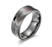 AMDXD Trauring - Anello da uomo in acciaio inox, con numero di lettera, girevole, per uomo, colore: argento, Acciaio inossidabile, Senza zirconi