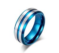 AMDXD Trauring Anello da uomo in acciaio inox, larghezza 8 mm, doppio stadio, nero, Acciaio inossidabile, Senza zirconi