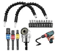 AMDZGLB 16Pezzi Avvitatore Angolo Adattatore Set Cacciaviti Angolari Portapunte Angolari 105 Attacco Angolare per Avvitatori a Batteria Adattatore Esagonale 1/4" 3/8" 1/2"