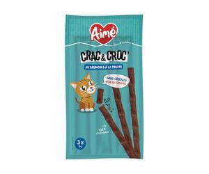 Ame - Crac e Zanna, dolcetto per gatti sapore salmone e trota cibo per gatti in bastoni, ricco di pesce, senza cereali, da dare in supplemento alla dieta