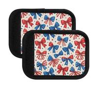 Ame - Etichette per maniglia per valigie, con fiocchi e stelle, 15 x 10,9 cm, colore: rosso e blu, Rosso Blu Bowknots Stars Ame, Set of 2
