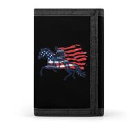 AME-Rican - Portafoglio a tre ante con bandiera di cavallo e cavalletto, con scomparti per carte di credito, per uomo e donna, Stile:, Taglia unica