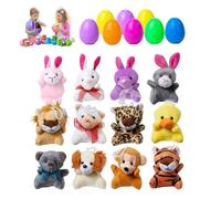 Ameble 12 pezzi riempitivi per uova di Pasqua, uova di Pasqua ripiene di plastica con animali di peluche a sorpresa per bambini, riempitivi per cestini, bomboniere e per natalizie, , rie