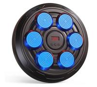 Ameble Macchina da Boxe Musicale Intelligente con Guida Luminosa e conteggio dei Pugni, 6 bersagli, Include Guanti, batterie e cacciavite, Allenatore di Pugni per Il Fitness Domestico (Blu)