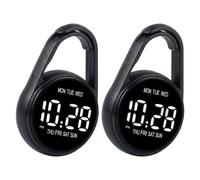 Ameble Orologio da Tasca Digitale Nero da 2 Pezzi con Display LED Che Illumina al Buio, Accessorio Portachiavi con Zaino Piccolo per Uomo e Donna