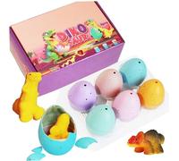 Ameble Uova da Cova 6 Pezzi Uova di Dinosauro da Cova per Bambini Set di Giocattoli Giganti a Sorpresa per Crescere in Acqua Dinosauro per Bambini Gigante Kinder a Sorpresa