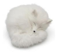 Ameble Volpe Bianca di Peluche, Statuetta realistica di Volpe addormentata, Decorazione per la casa e la scrivania con Morbida Pelliccia Sintetica, Ornamento per mensola Artigianale per Soggiorno, vo