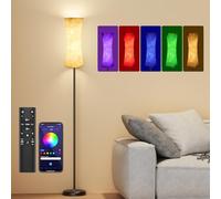 Amedelne RGBW Lampada da Terra Soggiorno, Piantana Modern Intelligente, 12W Lampada da Terra Dimmerabile con Telecomando, in Tessuto, Luce Ambiente per Festa, Gaming Room Camera-Quadrato