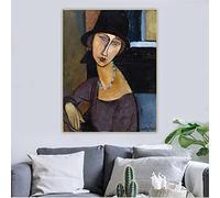 Amedeo Modigliani《Jeanne Hebuterne con cappello e collana》Dipinto a olio su tela Decorazione della parete di arte Decorazione della casa Stampe su tela 50x70cm Senza cornice