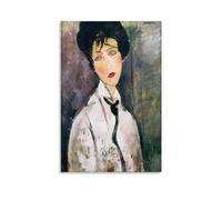 Amedeo Modigliani Painter Works, ritratto di una donna con cravatta nera, poster stampato estetico per stanza, stampa artistica da parete, su tela, decorazione moderna per camera da letto, 40 x 60 cm