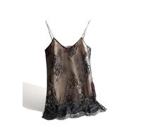 AMEEDA Canotta Raso Donna Canotta Sexy in Pizzo con Spalline Sottili da Donna, Scollo a V, Senza Maniche, in Raso di Seta, Estiva, Taglie Forti(XXL)