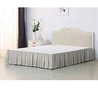 AMEEDA Coprirete Vestiletto Litchi 1PC Letto Gonna, 35 cm di Altezza con Solid Surface Bed Gonna, Adatto ad Alberghi di Famiglia Coprirete Matrimoniale (Color : Grey, Size : US Q 150x203cm)