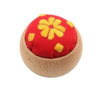 AMEEDA Cuscino Spilli Portatile Puntaspilli Sashiko con Base in Legno Portaspilli Kit da Ricamo for Cucito Stampa Floreale in Cotone for Regalo di inaugurazione della casa(C19)