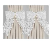 AMEEDA Ferma Tende 2 Set di Lacci for Tende con Fiocco in Pizzo, Design Creativo e Perlato, Chiusura Regolabile Senza punzonatura(White)