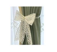 AMEEDA Ferma Tende 2 Set di Lacci for Tende con Fiocco in Pizzo, Design Creativo e Perlato, Chiusura Regolabile Senza punzonatura(Beige)