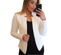 AMEEDA Giacca Aderente Donna Autumn And Winter Elegant Slim Fit Solid Color Casual Professional Small Suit Jacket Top(White,XXL)
