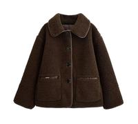 AMEEDA Giacca Aderente Donna Autumn Women's Reversible Casual Jacket Loose Fit Front Button Warm Coat(L)