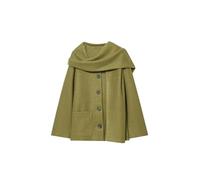 AMEEDA Giacca Aderente Donna Women Autumn Winter Jackets Coats Casual Solid Scarf Collar Single Breasted Street Jacket Outerwear(Green,L)