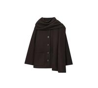 AMEEDA Giacca Aderente Donna Women Autumn Winter Jackets Coats Casual Solid Scarf Collar Single Breasted Street Jacket Outerwear(Brown,M)