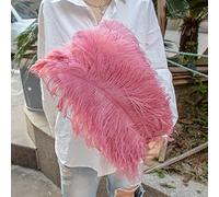 AMEEDA Piume di Struzzo 10 Pezzi di Piume Struzzo 15-55 cm Bianco Rosa Nero pennacchi for la Decorazione della Festa Nuziale Artigianato Fai da Te Materiale Lampada(Dark Leather Pink,30-35cm)