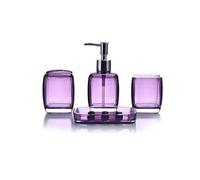 AMEEDA Set di Accessori per Il Bagno Set di 4 Accessori da Bagno Viola, Porta spazzolino, Porta Sapone, Dispenser for lozione, Tazza for collutorio